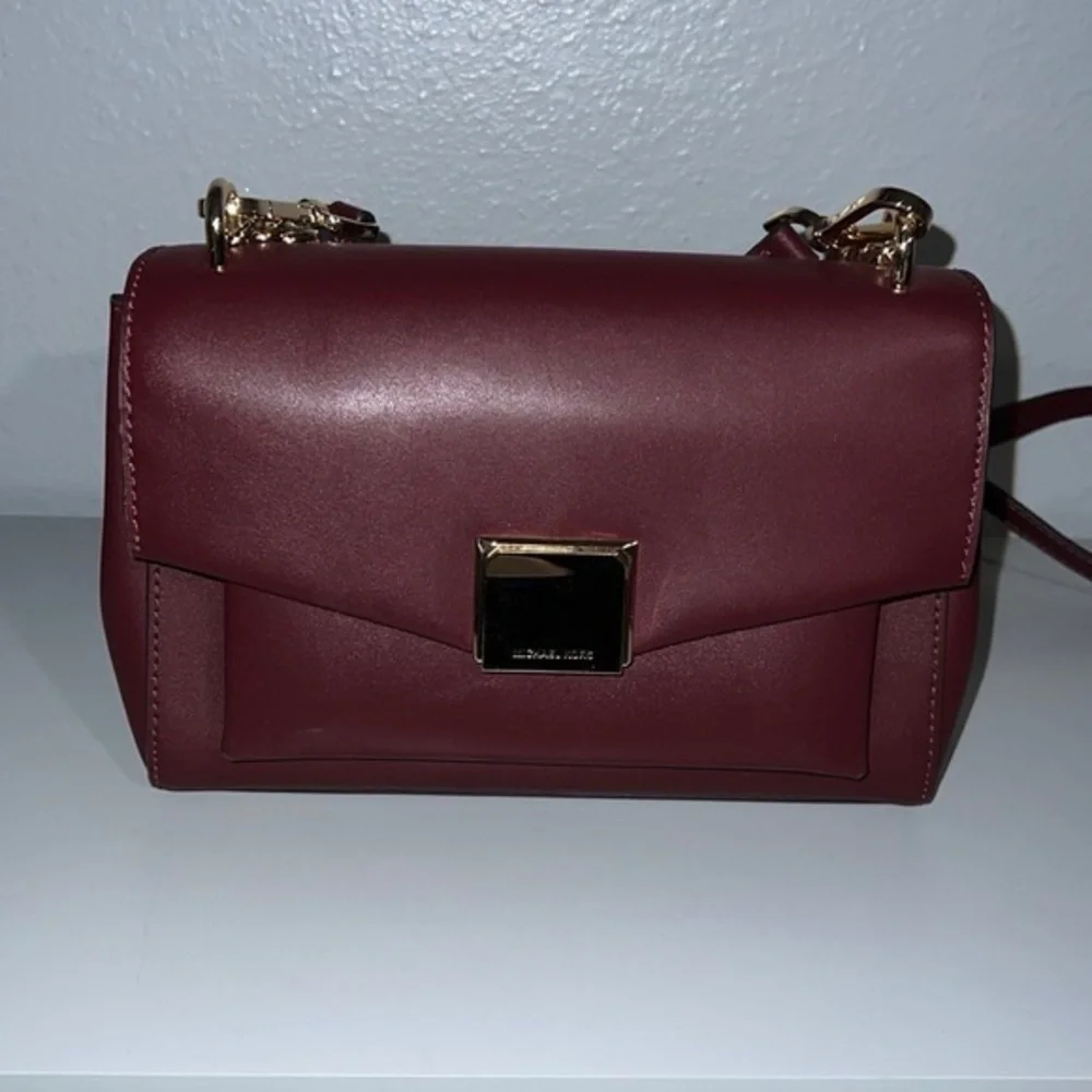 Burgundy Michael Kors‎ CrossBody bag, purse gold hardware